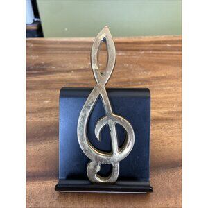 VINTAGE Brass Tone Treble Clef Note Paperweight Decor